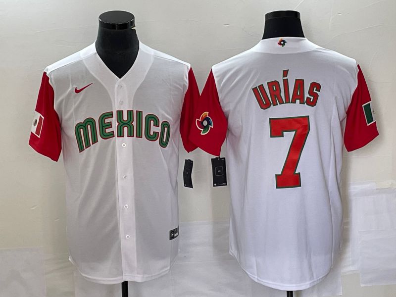 Men 2023 World Cub Mexico #7 Urias White orange Nike MLB Jersey14->more jerseys->MLB Jersey